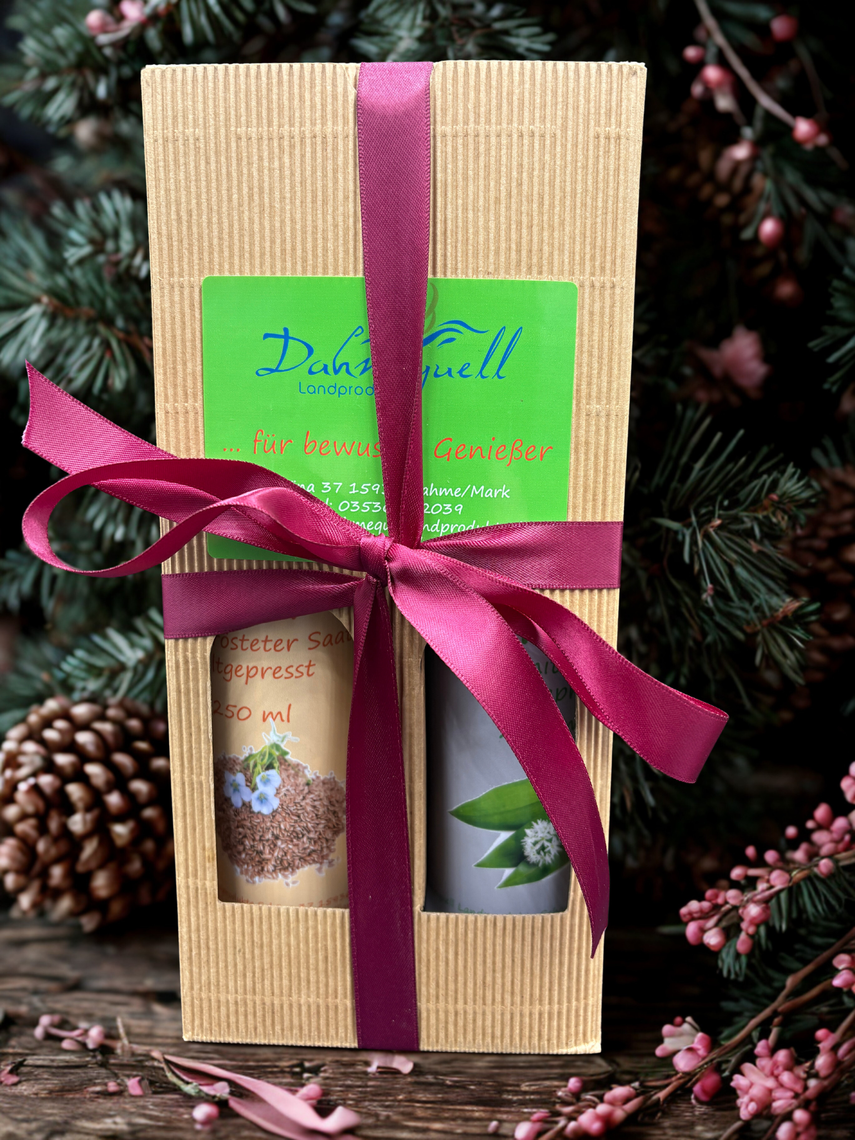 Genußpaket Leinöl mit gerösteter Saat und Bärlauchöl je 250 ml